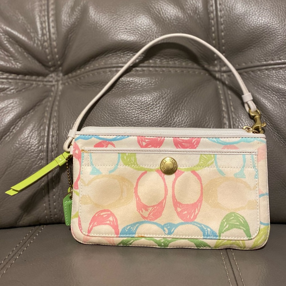 Vintage Coach Scribble Signature Logo Wristlet